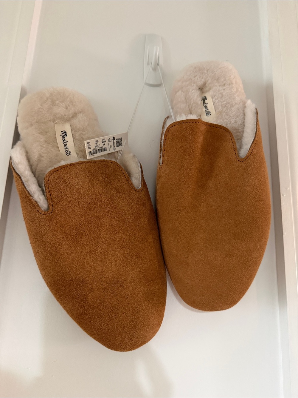 Madewell Suede Slip-On Slippers in Tan and Cream